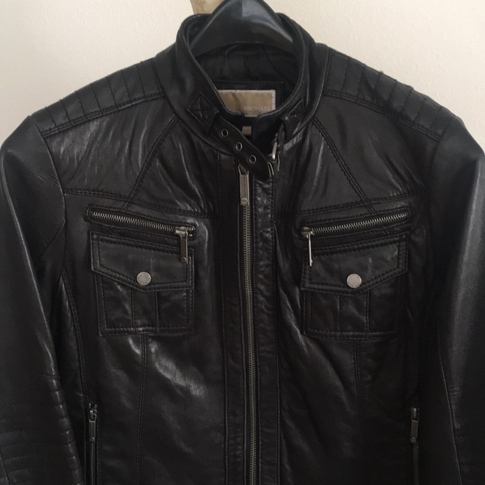 Michael Kors Leather Bicycle Jacket